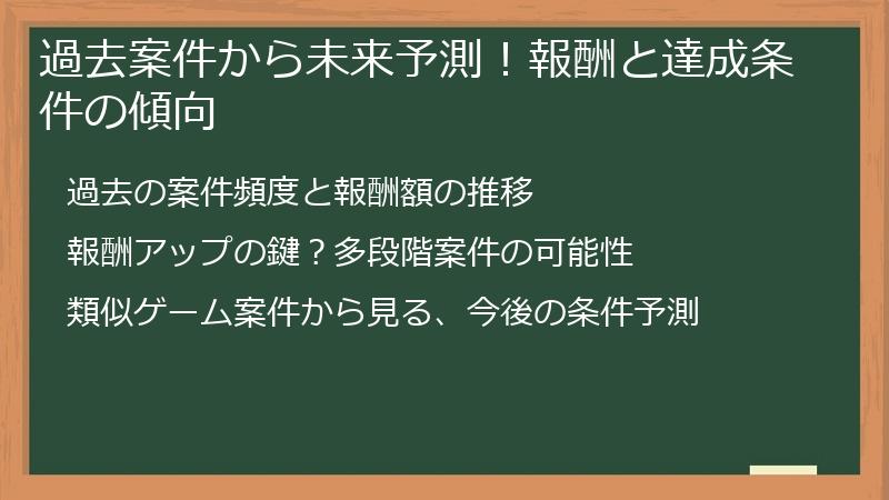 過去案件から未来予測！報酬と達成条件の傾向