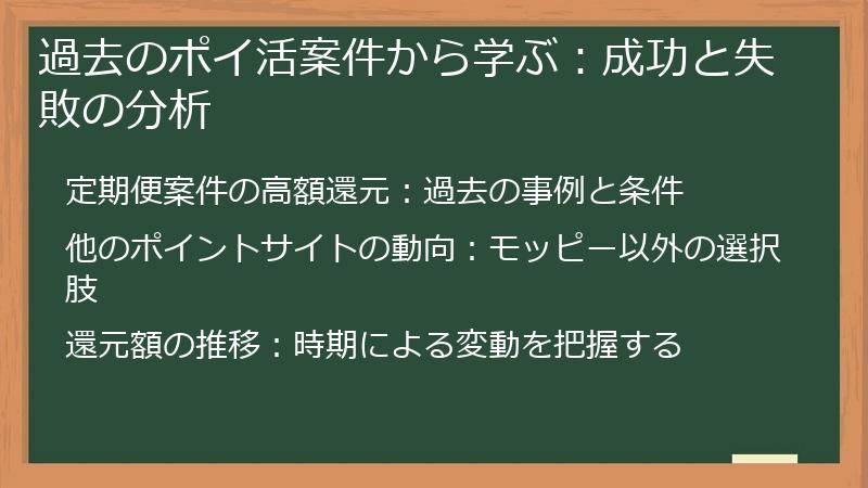 過去のポイ活案件から学ぶ：成功と失敗の分析