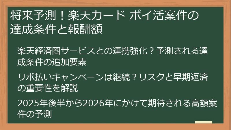 将来予測！楽天カード ポイ活案件の達成条件と報酬額