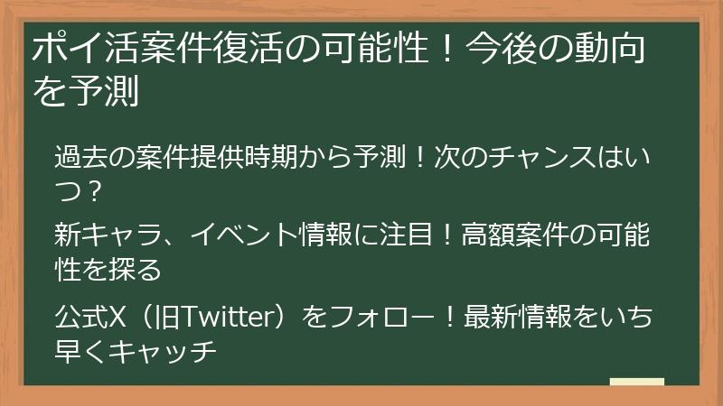 ポイ活案件復活の可能性！今後の動向を予測