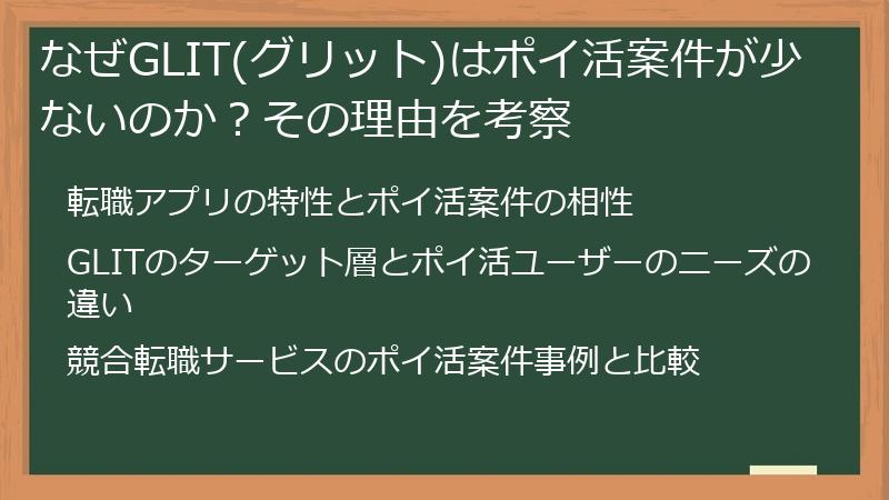 なぜGLIT(グリット)はポイ活案件が少ないのか？その理由を考察