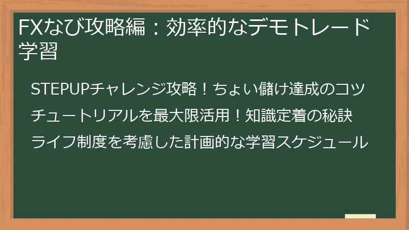 FXなび攻略編：効率的なデモトレード学習