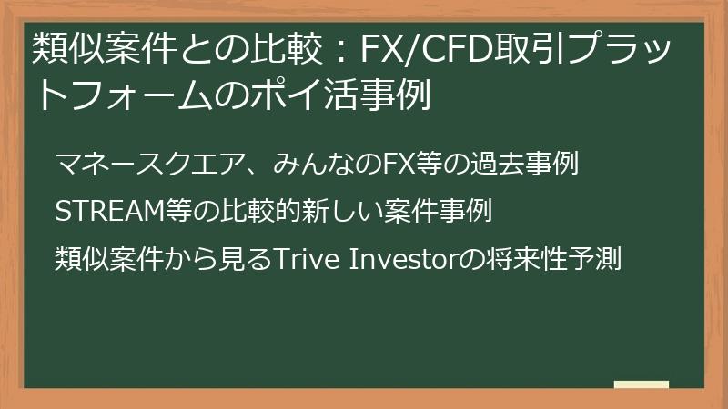 類似案件との比較：FX/CFD取引プラットフォームのポイ活事例