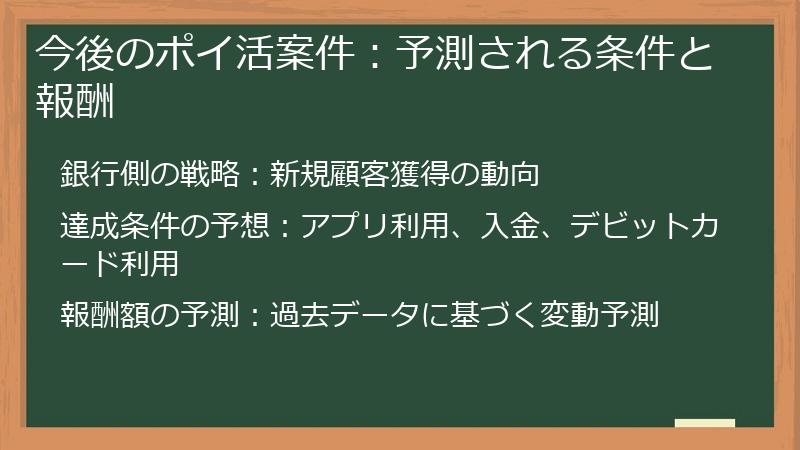 今後のポイ活案件：予測される条件と報酬