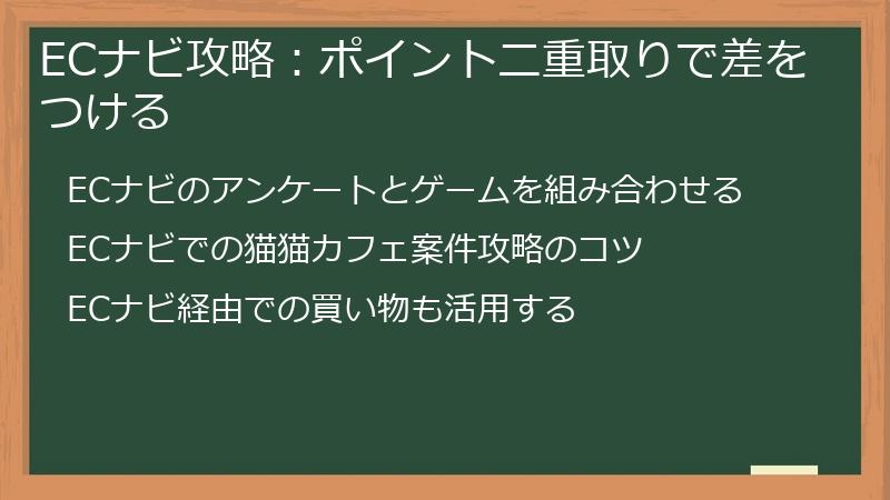 ECナビ攻略：ポイント二重取りで差をつける