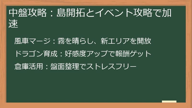 中盤攻略：島開拓とイベント攻略で加速