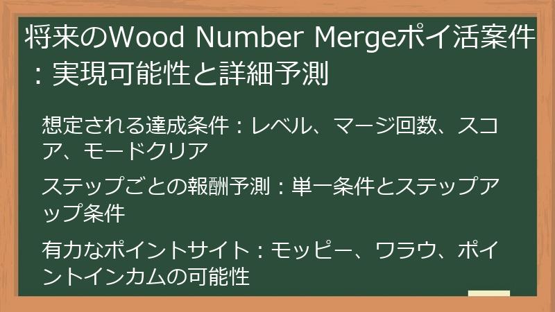 将来のWood Number Mergeポイ活案件：実現可能性と詳細予測
