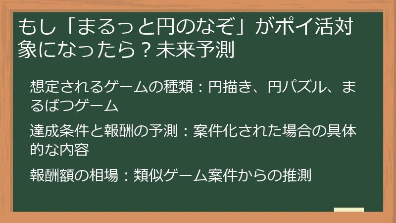 もし「まるっと円のなぞ」がポイ活対象になったら？未来予測