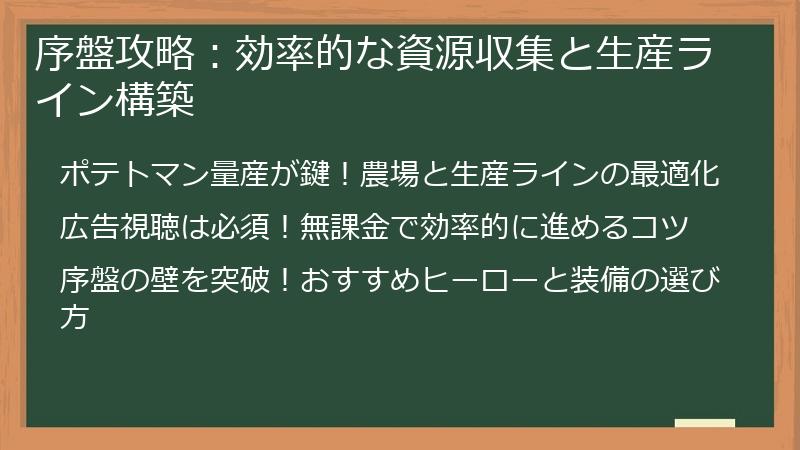 序盤攻略：効率的な資源収集と生産ライン構築