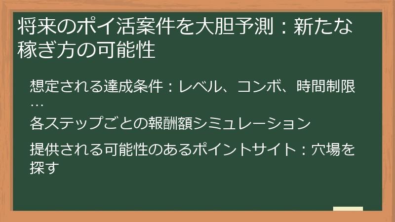 将来のポイ活案件を大胆予測：新たな稼ぎ方の可能性