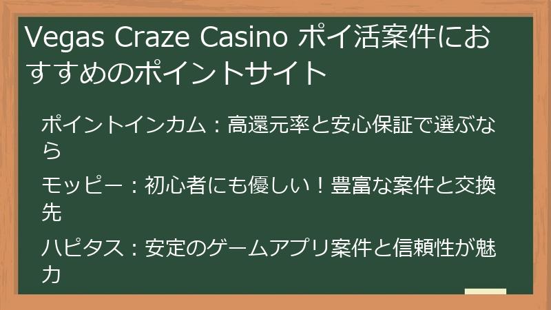 Vegas Craze Casino ポイ活案件におすすめのポイントサイト