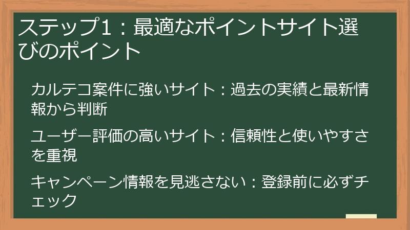 ステップ1：最適なポイントサイト選びのポイント
