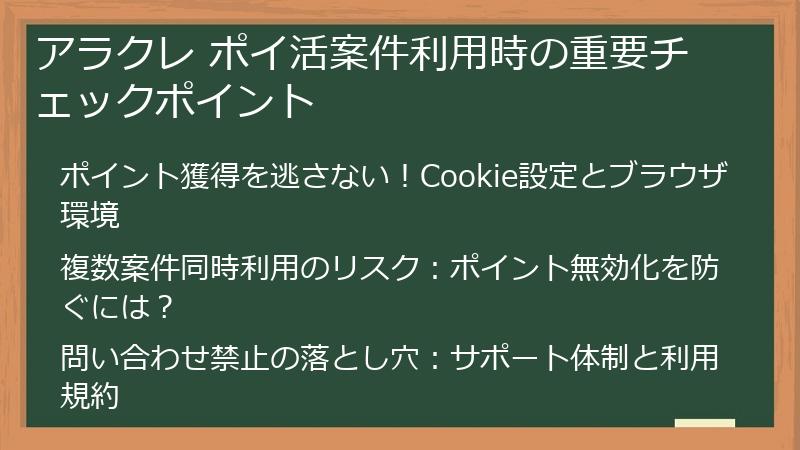 アラクレ ポイ活案件利用時の重要チェックポイント