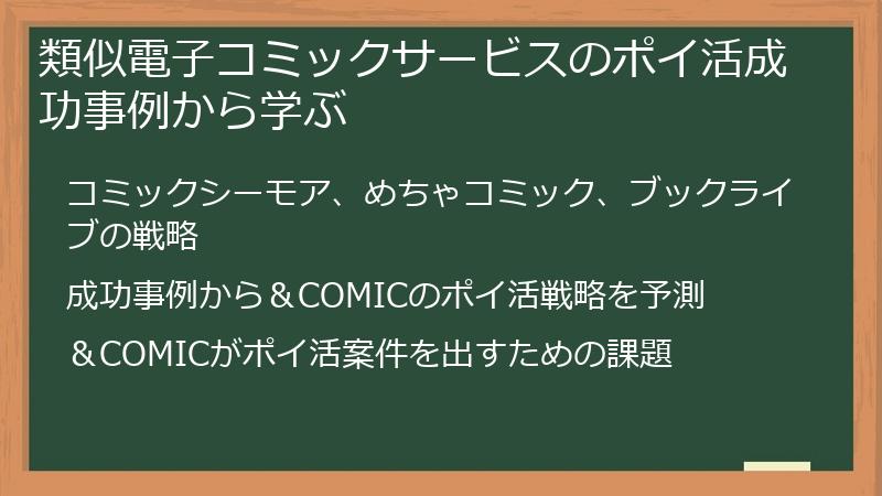 類似電子コミックサービスのポイ活成功事例から学ぶ