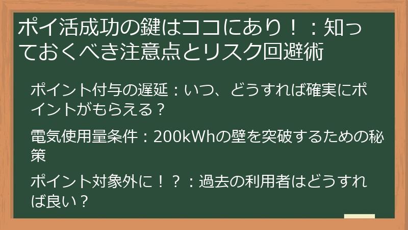 ポイ活成功の鍵はココにあり！：知っておくべき注意点とリスク回避術