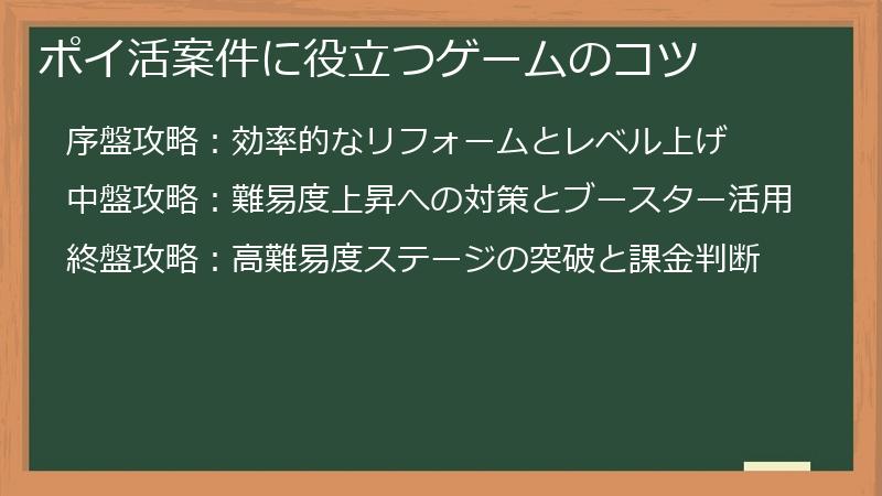 ポイ活案件に役立つゲームのコツ