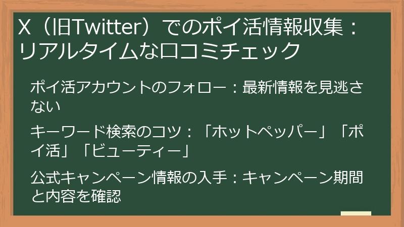X（旧Twitter）でのポイ活情報収集：リアルタイムな口コミチェック
