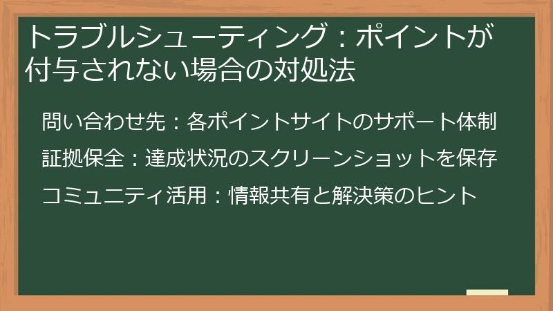 トラブルシューティング:ポイントが付与されない場合の対処法