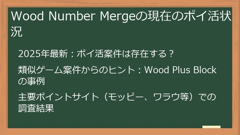Wood Number Mergeの現在のポイ活状況