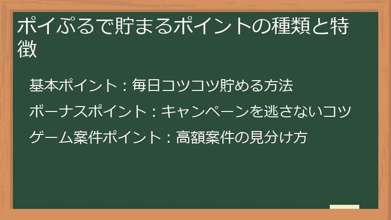 ポイぷるで貯まるポイントの種類と特徴