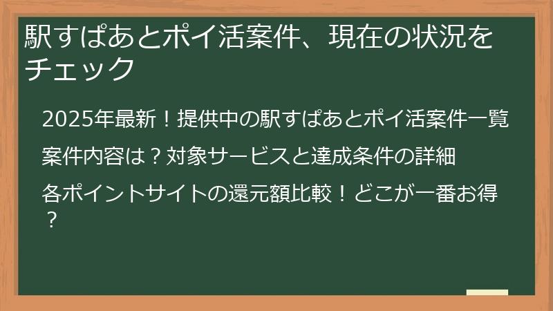 駅すぱあとポイ活案件、現在の状況をチェック