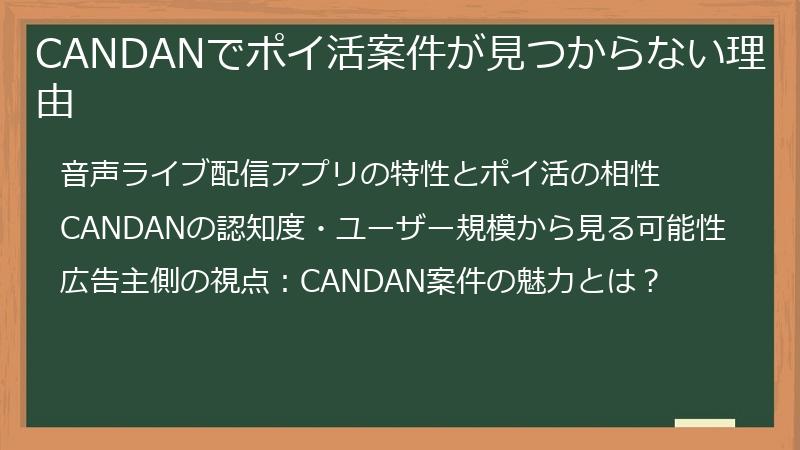 CANDANでポイ活案件が見つからない理由