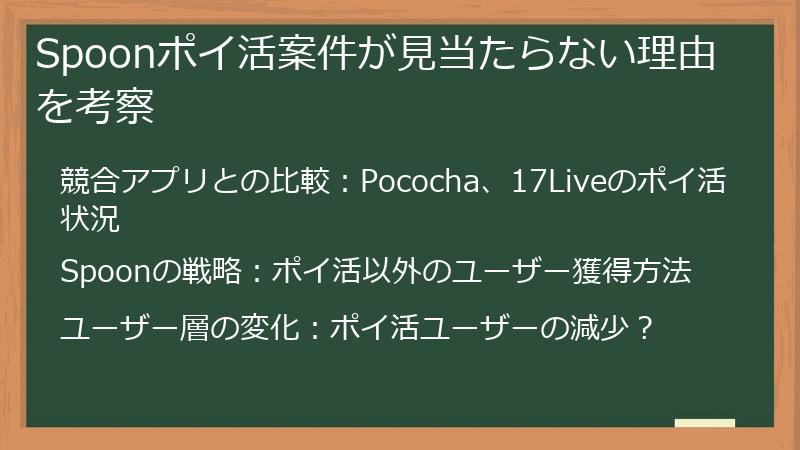 Spoonポイ活案件が見当たらない理由を考察