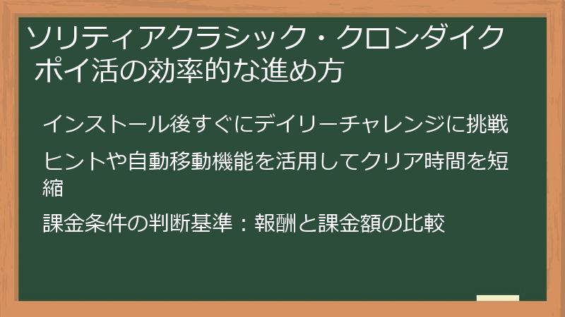 ソリティアクラシック・クロンダイク ポイ活の効率的な進め方