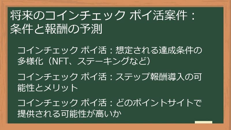将来のコインチェック ポイ活案件：条件と報酬の予測