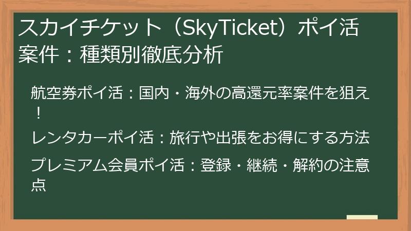 スカイチケット（SkyTicket）ポイ活案件：種類別徹底分析