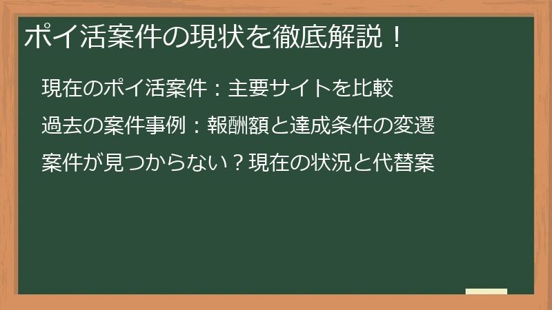 ポイ活案件の現状を徹底解説！