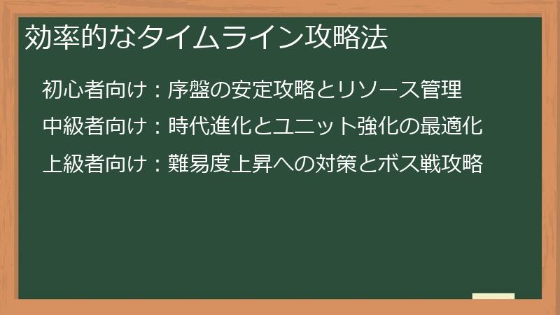 効率的なタイムライン攻略法