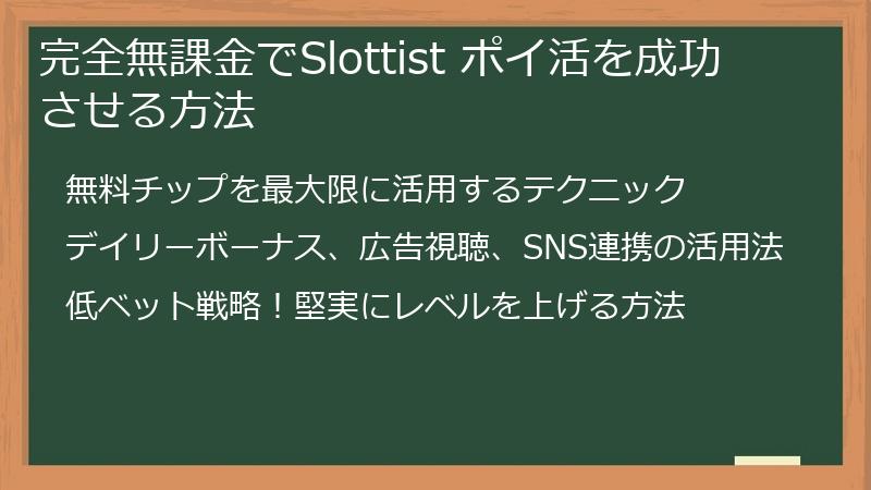 完全無課金でSlottist ポイ活を成功させる方法
