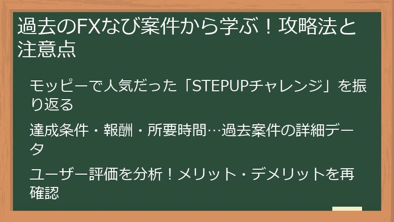 過去のFXなび案件から学ぶ！攻略法と注意点