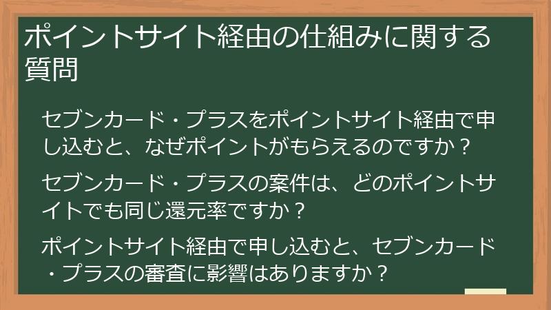 ポイントサイト経由の仕組みに関する質問