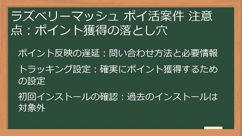ラズベリーマッシュ ポイ活案件 注意点：ポイント獲得の落とし穴