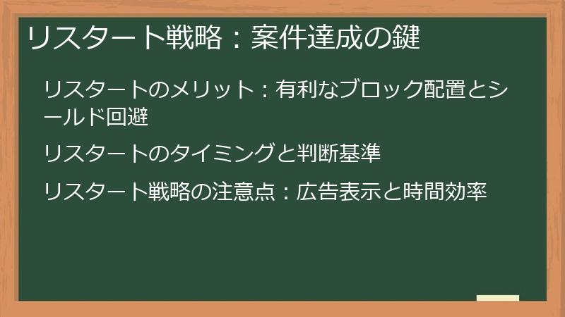 リスタート戦略:案件達成の鍵
