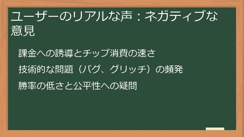 ユーザーのリアルな声：ネガティブな意見