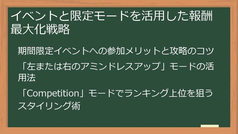 イベントと限定モードを活用した報酬最大化戦略