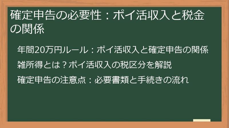 確定申告の必要性:ポイ活収入と税金の関係