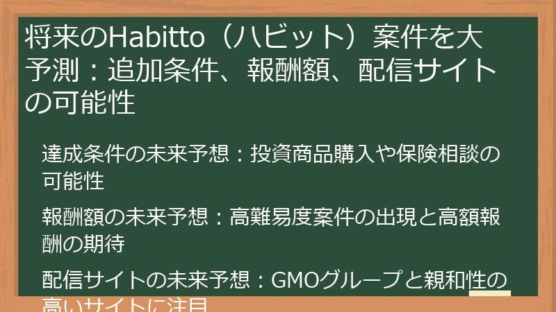 将来のHabitto（ハビット）案件を大予測：追加条件、報酬額、配信サイトの可能性
