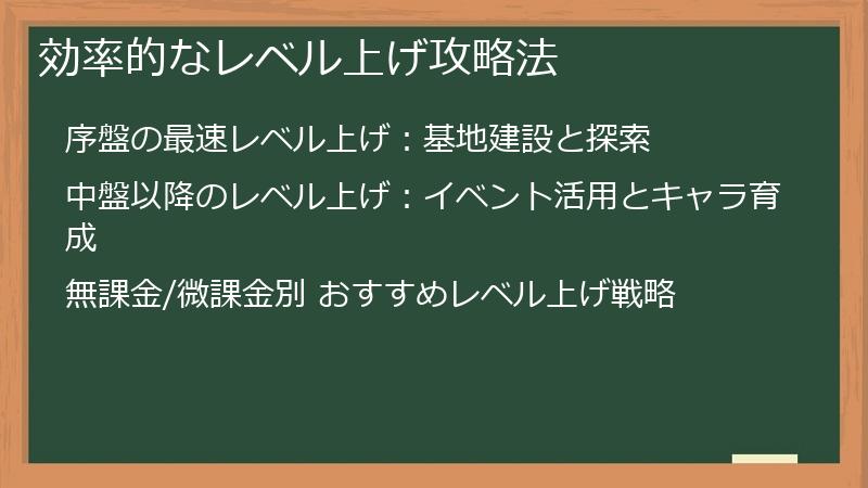 効率的なレベル上げ攻略法