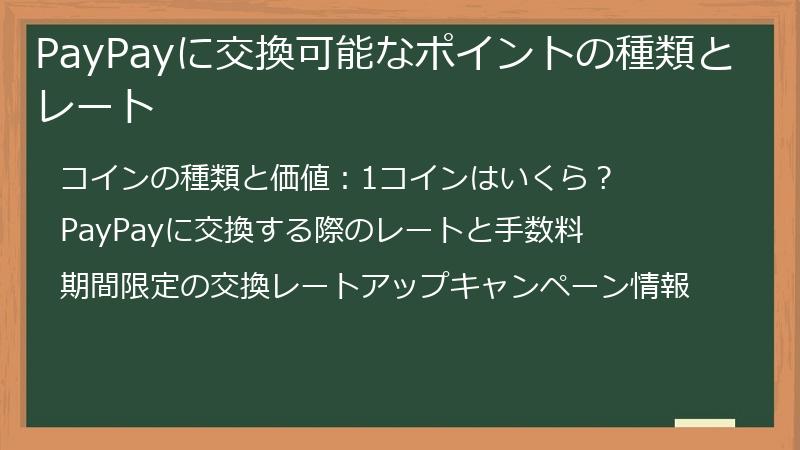 PayPayに交換可能なポイントの種類とレート