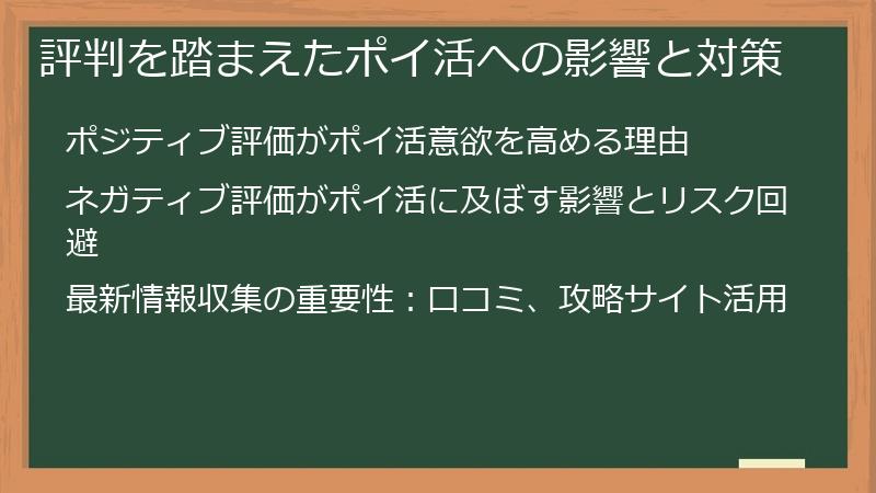 評判を踏まえたポイ活への影響と対策