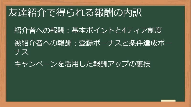 友達紹介で得られる報酬の内訳