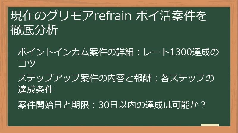 現在のグリモアrefrain ポイ活案件を徹底分析