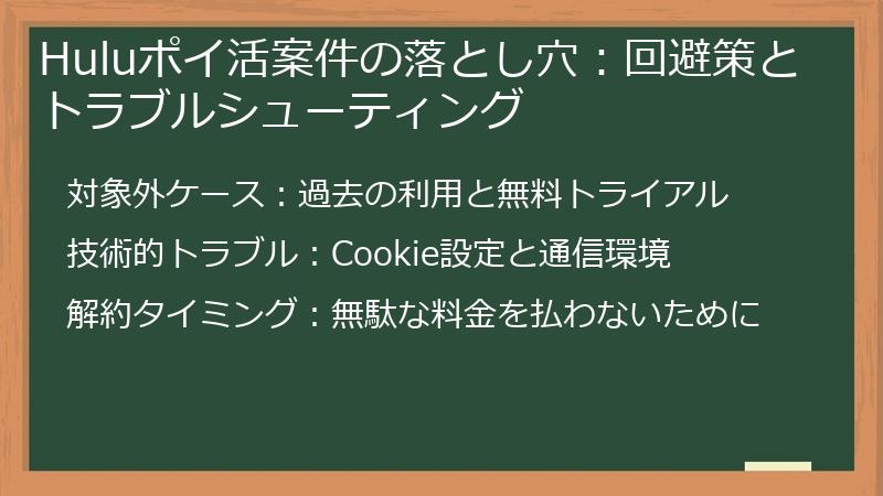 Huluポイ活案件の落とし穴：回避策とトラブルシューティング
