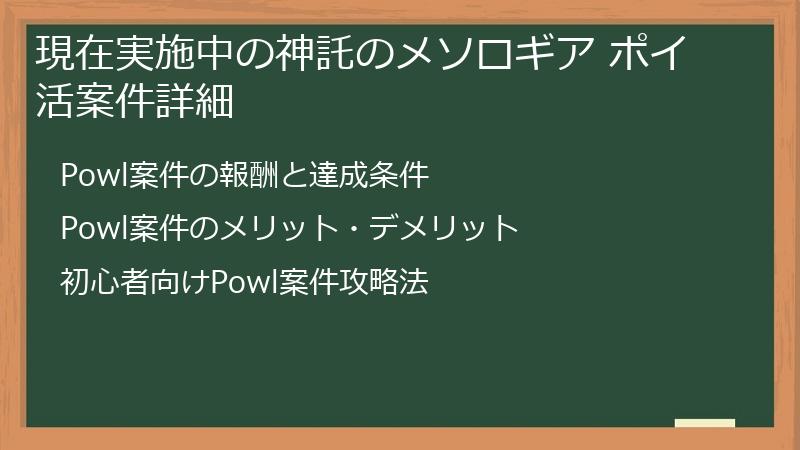 現在実施中の神託のメソロギア ポイ活案件詳細