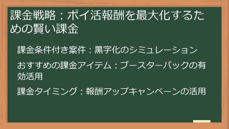 課金戦略：ポイ活報酬を最大化するための賢い課金