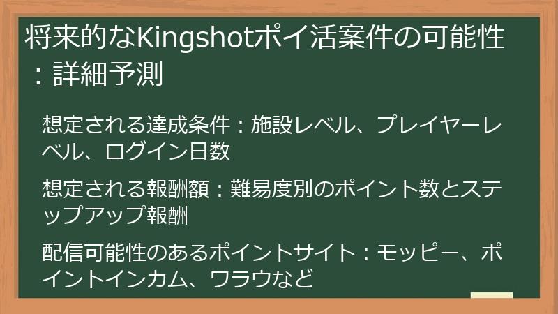 将来的なKingshotポイ活案件の可能性：詳細予測